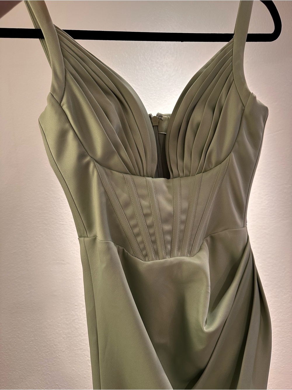 House of CB Sage Green Satin Corset Midi Dress - Size S - Picture 6 of 6